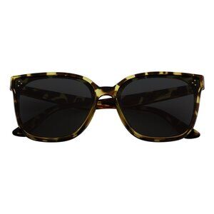 Polarized Womens Oversize 3 Pin Cat Eye Sunglasses Green Tortoise Smoke Tint